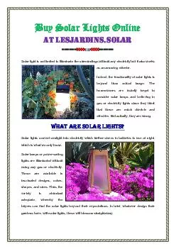 Buy Solar Lights Online At LesJardins Solar
