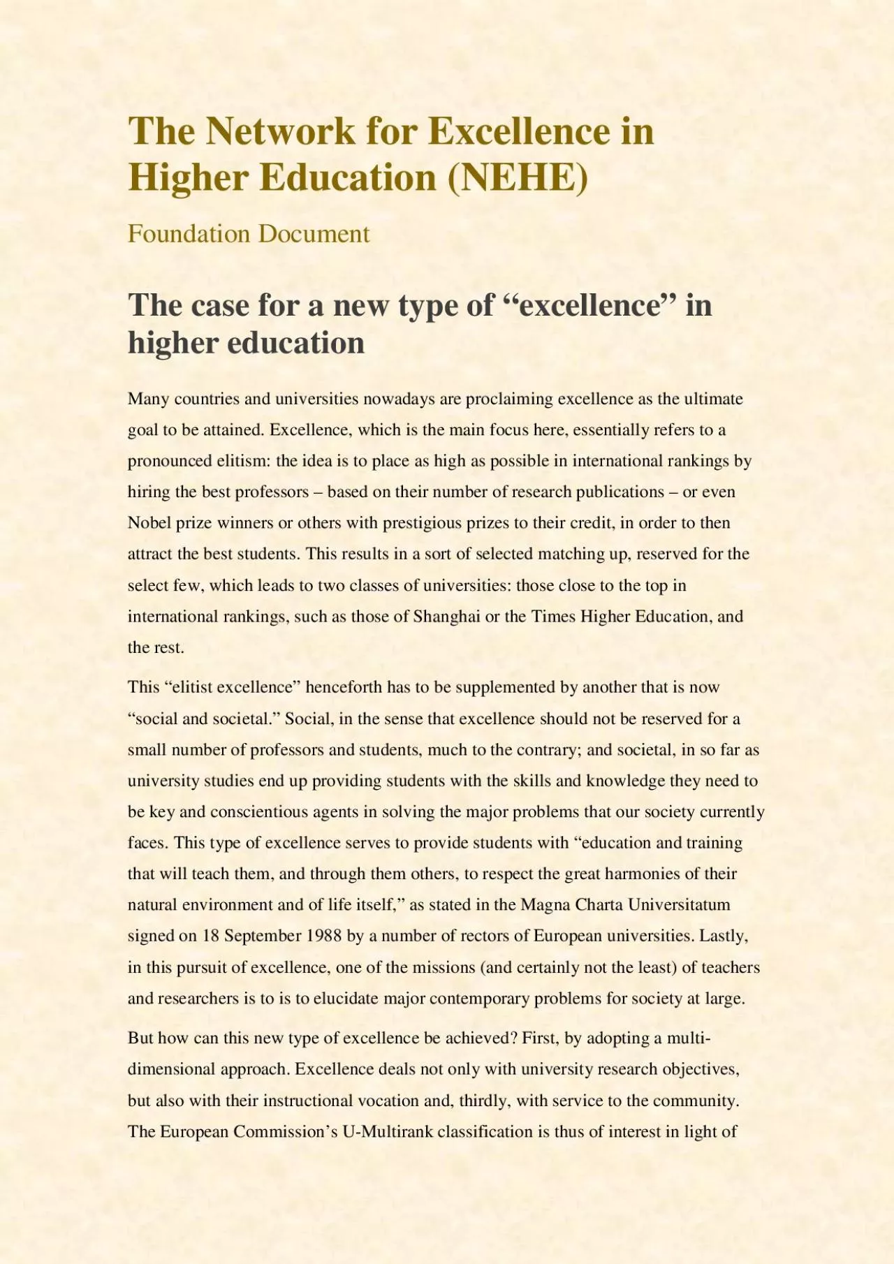 PDF-The Network for Excellence in Higher EducationNEHEFoundation Documen