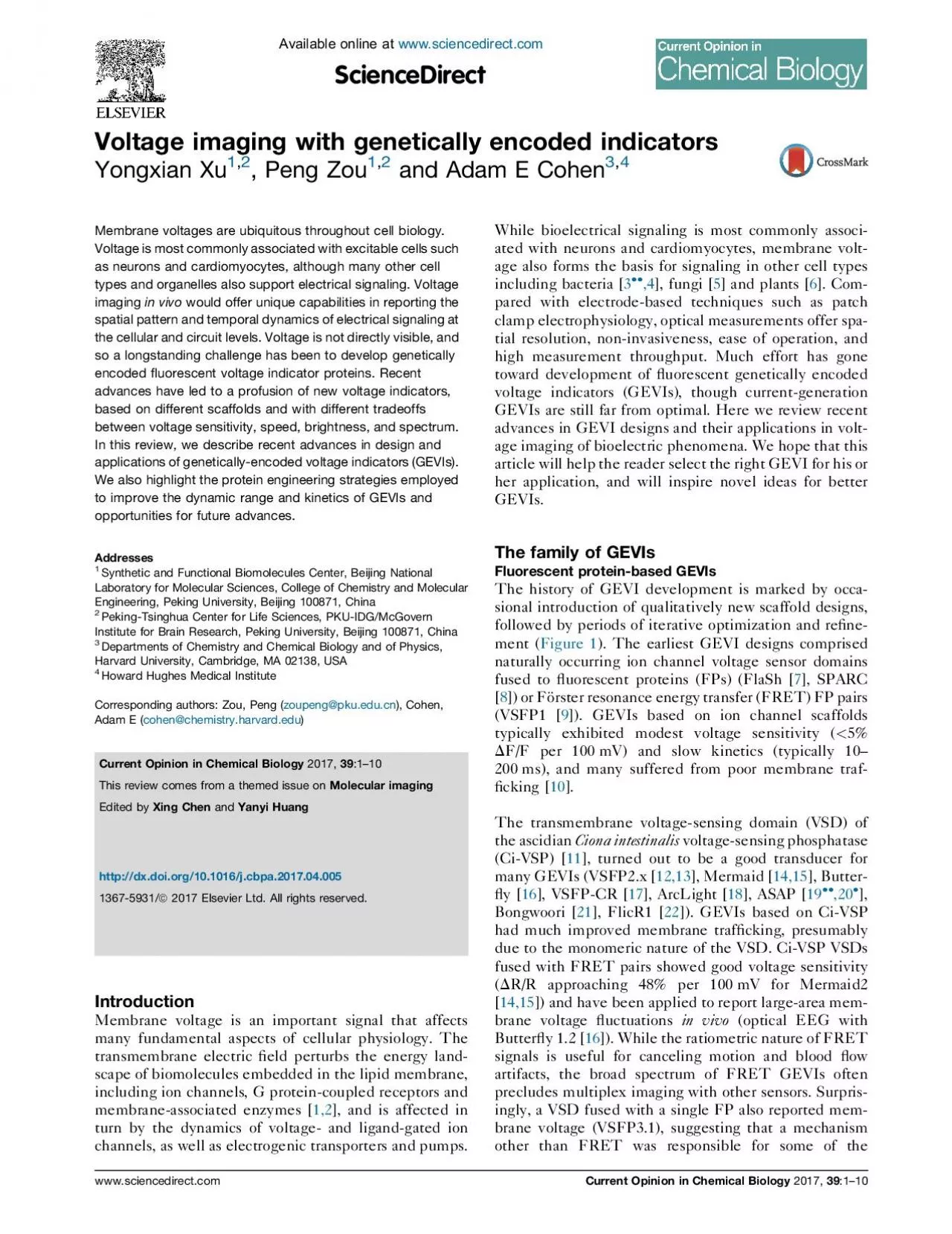 PDF-Voltage imaging with genetically encoded indicators