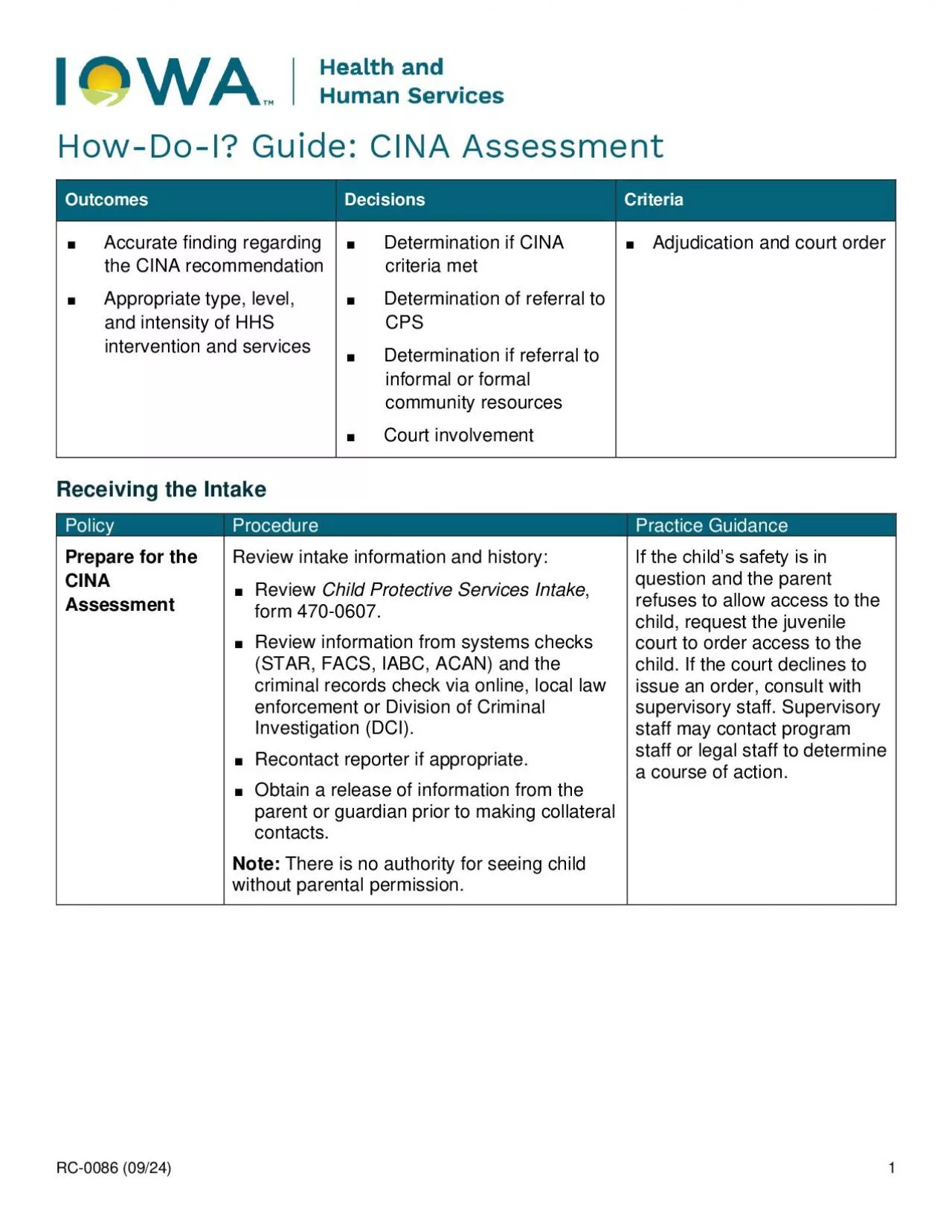 PDF-Accurate finding regarding the CINA recommendation