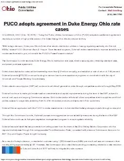 PUCO adopts agreement in Duke Energy Ohio rate caseshttpswwwpucoo