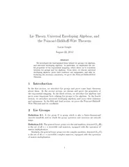 Lie Theory Universal Enveloping Algebras and the Poinc