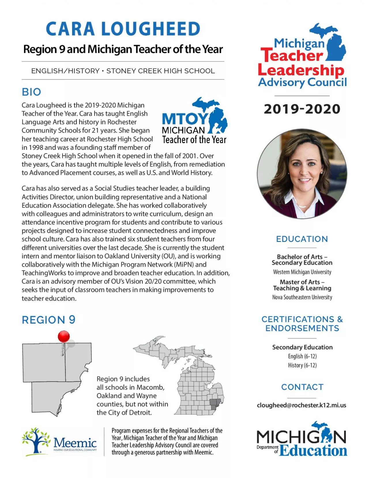 PDF-CARA LOUGHEEDRegion 9 and Michigan Teacher of the Year