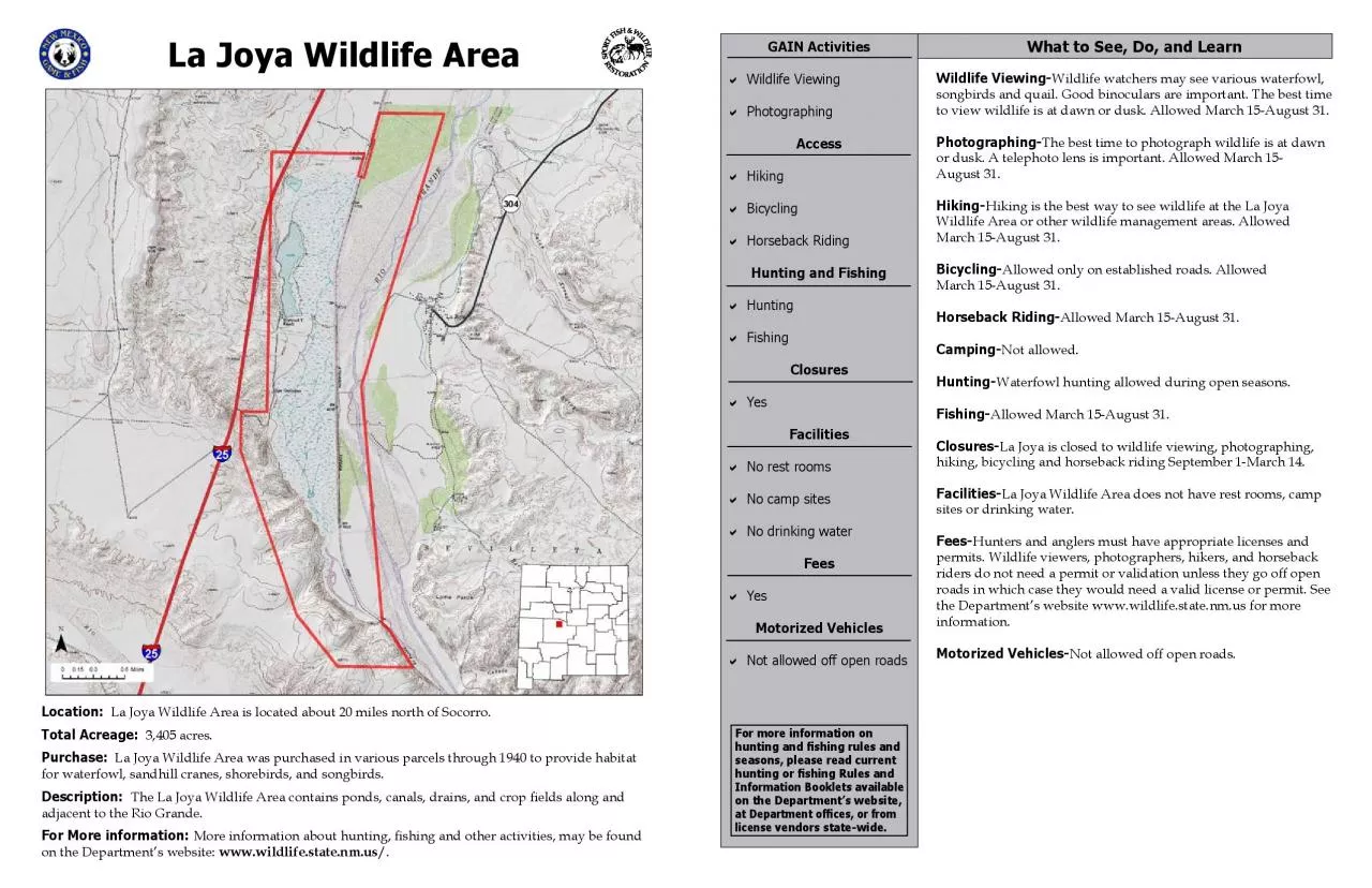 PDF-Wildlife ViewingPhotographingBicyclingYesNo rest roomsNo camp sitesNo