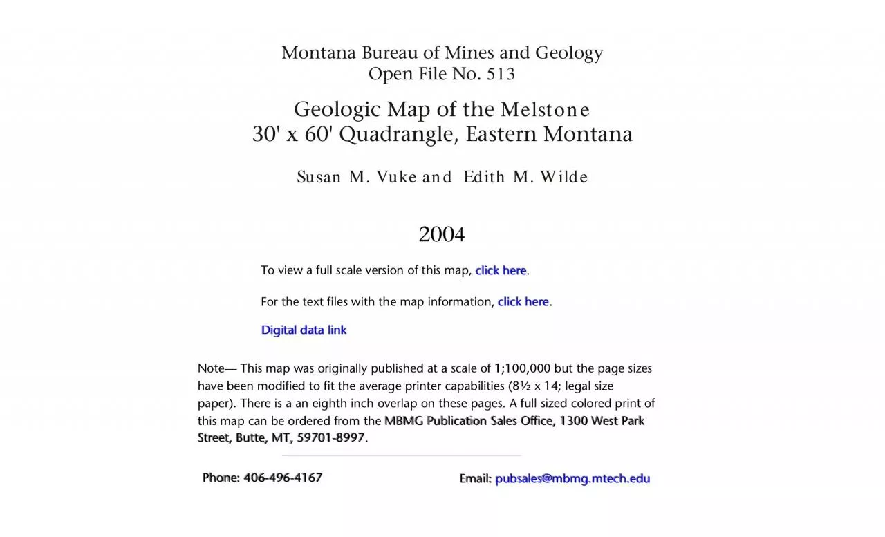 PDF-Montana Bureau of Mines and GeologyOpen File No 513Geologic Map of th