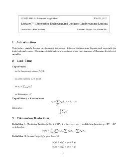 COMS49953AdvancedAlgorithmsFeb082017Lecture7DimensionReductionandJ