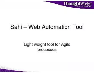 Sahi Web Automation ToolLight weight tool for Agile processes