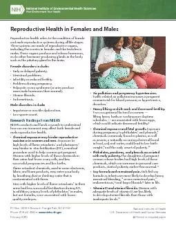 Reproductive Health in Females and MalesReproductive health refers to