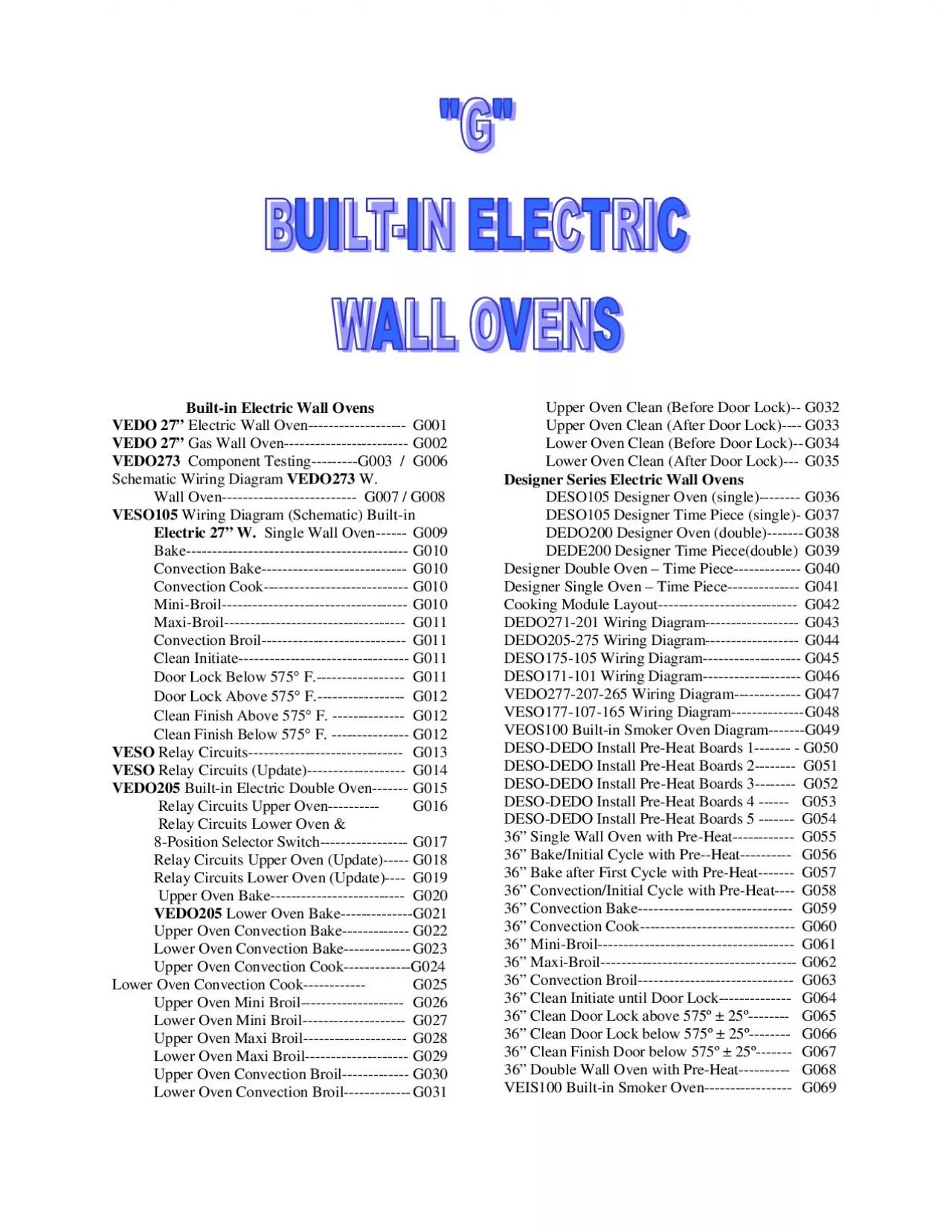 PDF-Builtin Electric Wall Ovens VEDO 27 Electric Wall Oven