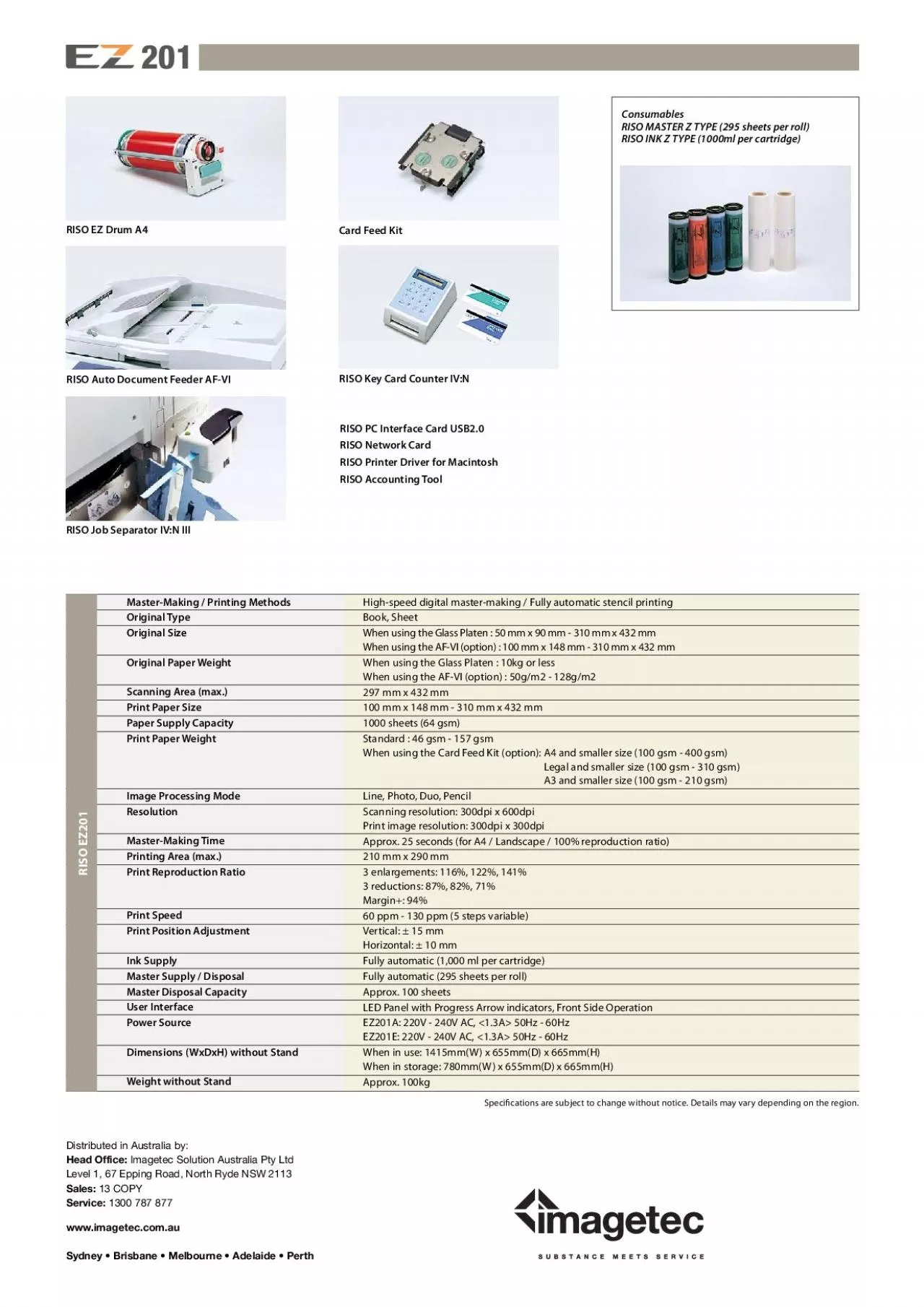 PDF-RISO EZ Drum A4RISO Auto Document Feeder AFVICard Feed KitRISO Job Se