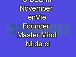 C BBB In November  enVie Founder  Master Mind Ni de ci