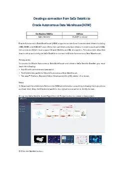 Creating a connection from SaCa DataViz to