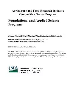 Agriculture and Food Research Initiative Competitive Grants Program