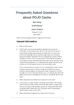 Frequently Asked Questionsabout POJO CacheBen WangScott MarlowJason Gr