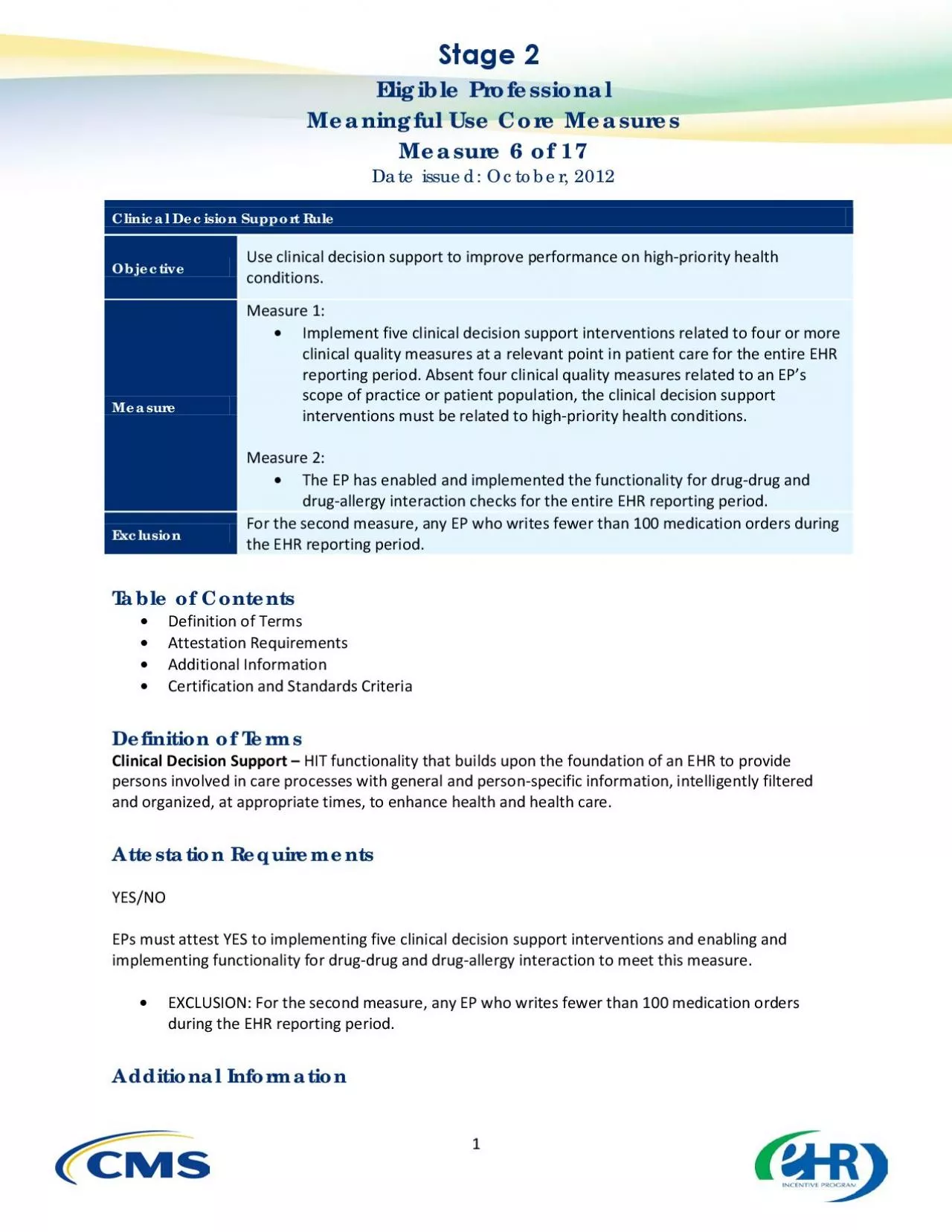 PDF-Eligible Professional Meaningful Use Core Measures Measure 6 of 17