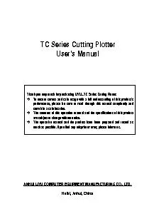 Users Manual of TC Series Cutting Plotter