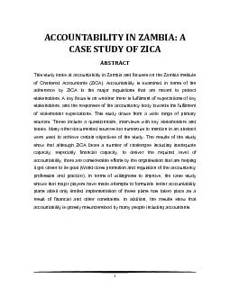 ACCOUNTABILITY IN ZAMBIA A CASE STUDY OF ZICAABSTRACTThis study looks