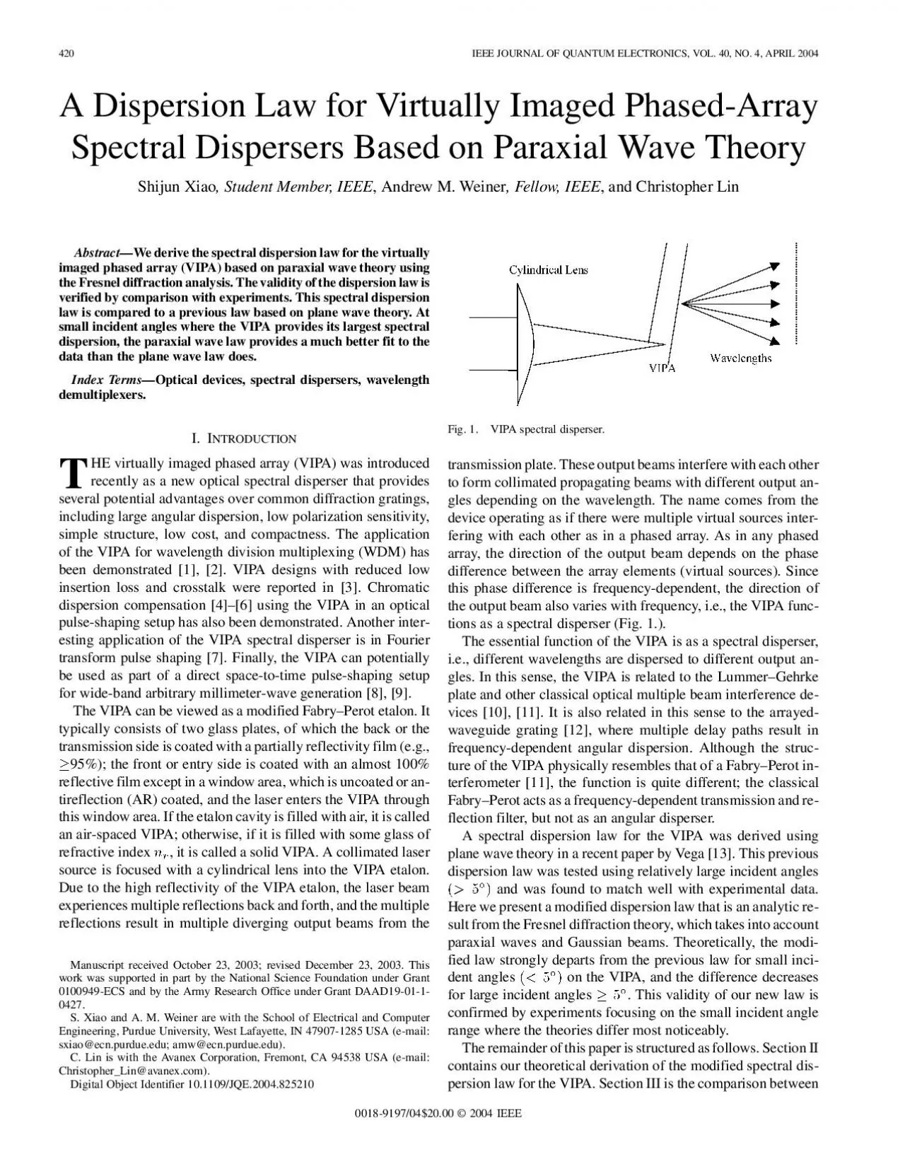 PDF-IEEEJOURNALOFQUANTUMELECTRONICSVOL40NO4APRIL2004ADispersionLawfor