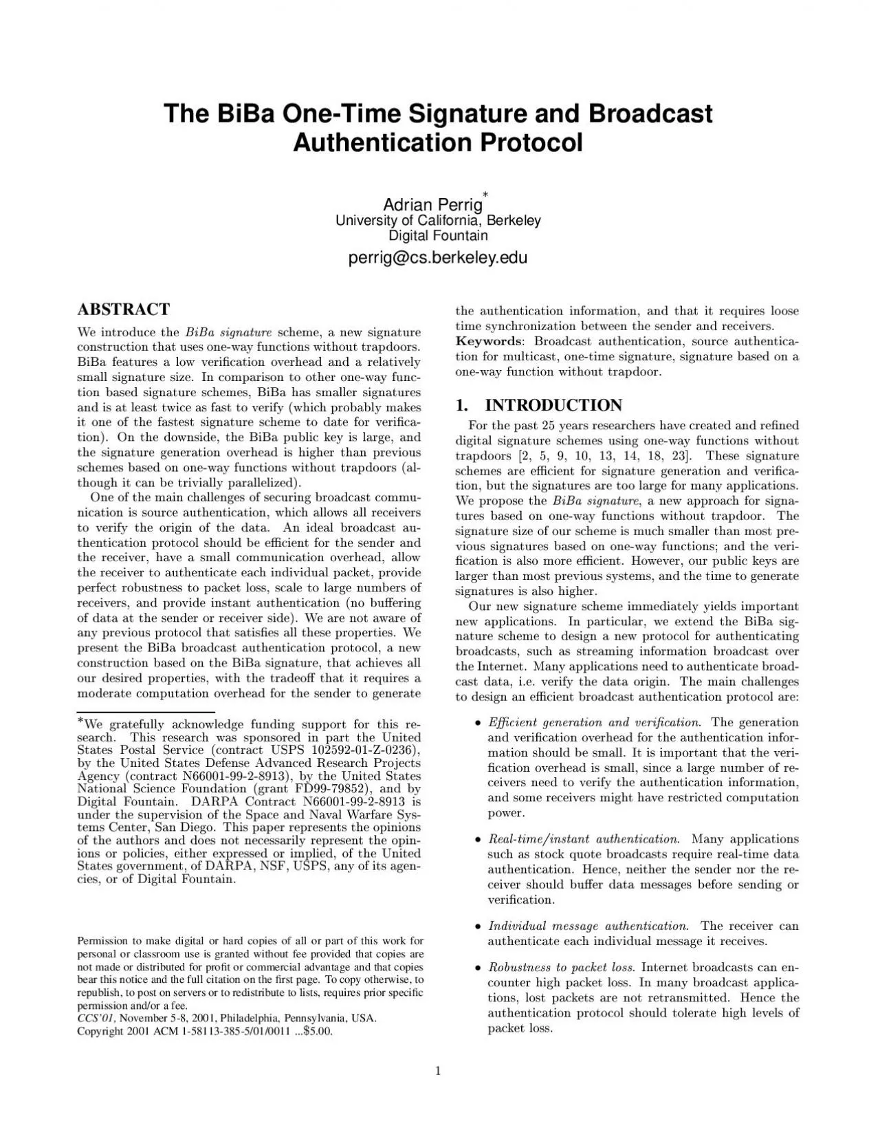 PDF-TheBiBaOneTimeSignatureandBroadcastAuthenticationProtocolAdrianPerrig