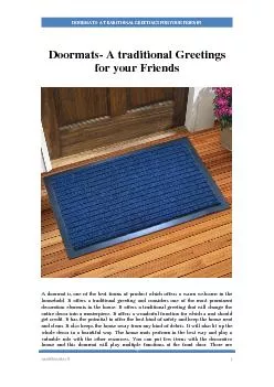 Doormats- A traditional Greetings for your Friends