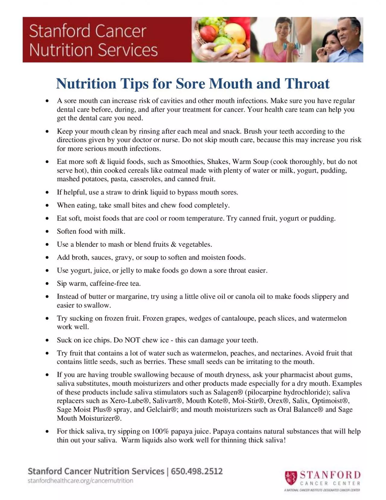 PDF-Nutrition Tips for Sore Mouth and Throat