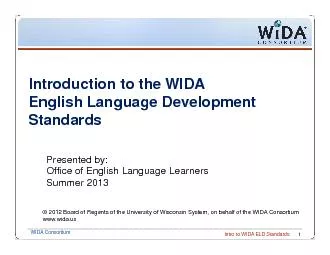 Intro to WIDA ELD Standards