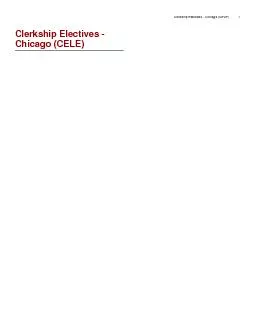 Clerkship Electives  Chicago CELE