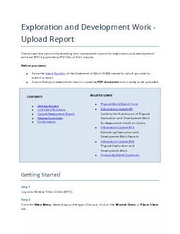 Exploration and Development Work Upload Report