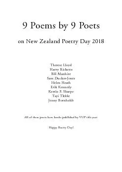 9 Poems by 9 Poetson New Zealand Poetry Day 2018Therese LloydHarry Ric