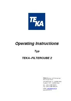 Operating Instructions Typ TEKAFILTERCUBE 2              TEKA Absaug