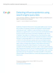 Detecting influenza epidemics using search engine quer