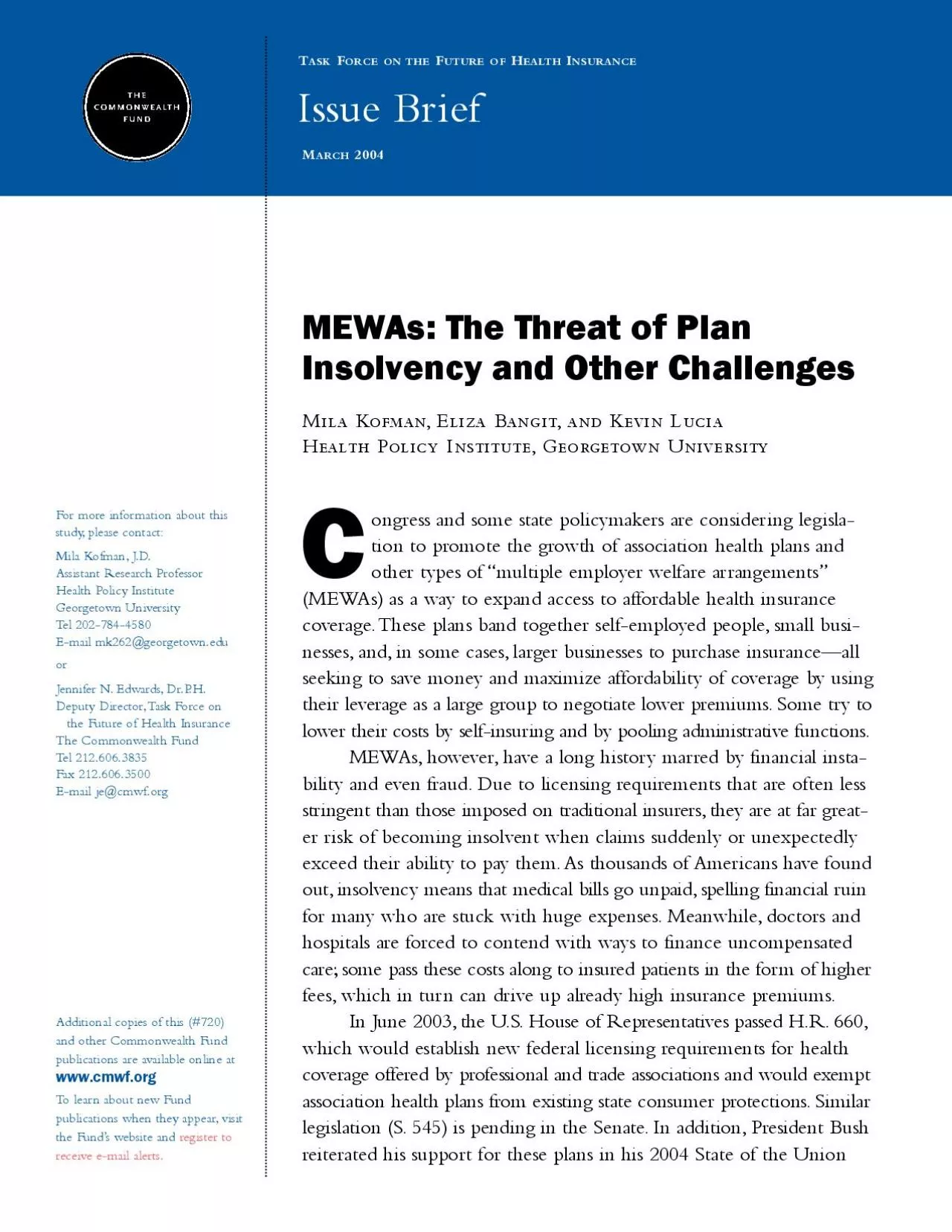 PDF-MEWAsThe Threat of Plan Insolvency and Other Challenges3insolventcon