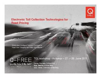 Electronic Toll Collection Technologies for Road PricingWorld class In