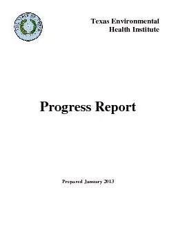 Texas Environmental  Health Institute      Progress Report    Prepared