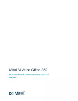 Mitel MiVoice Office 2505624 WIFI PHONE USER GUIDE FOR MIVO 250