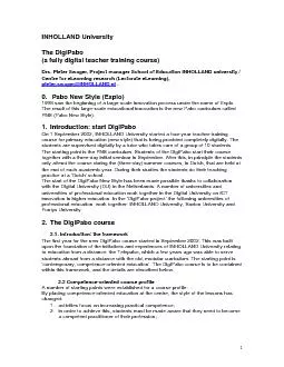 1 INHOLLAND University  he DigiPabo a fully digital teacher training