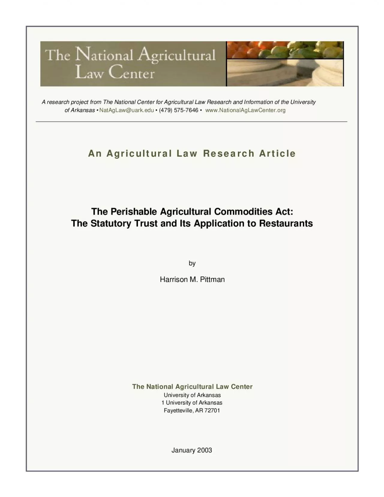 PDF-A research project from The National Center for Agricultural Law Resea