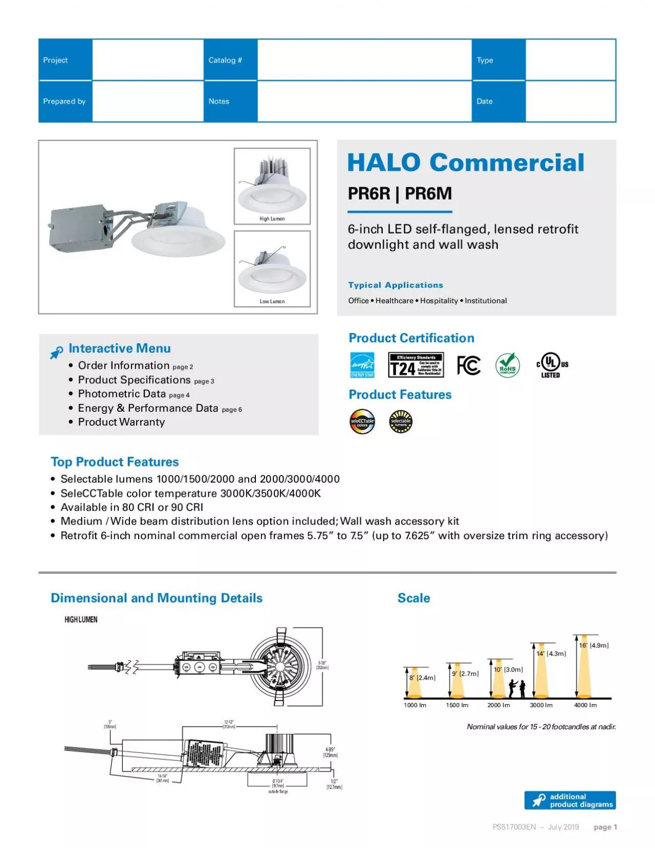 PDF-Top Product FeaturesSelectable lumens 100015002000 and 20003000400