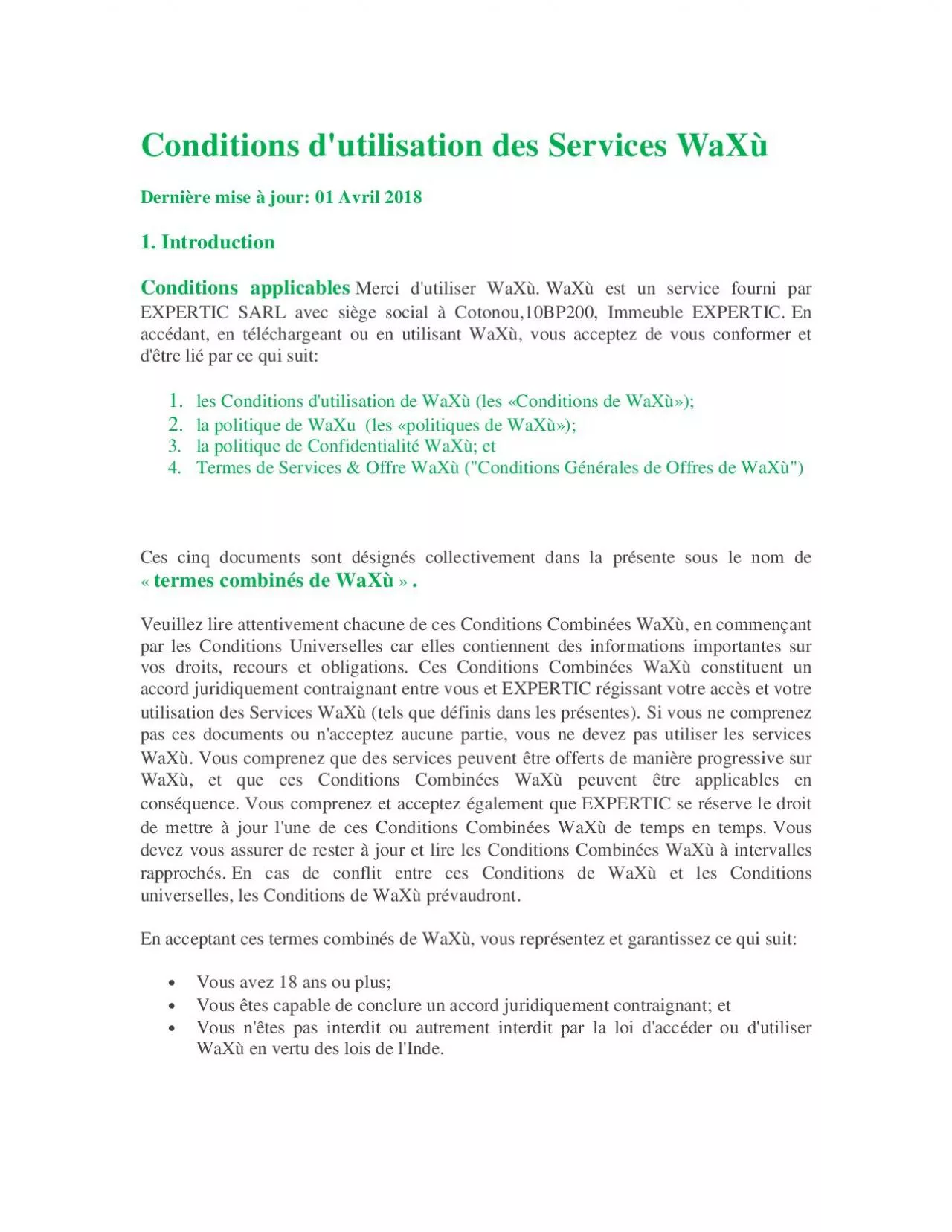 PDF-Conditions dutilisation des Services WaX Dernire mise jour 01 Av