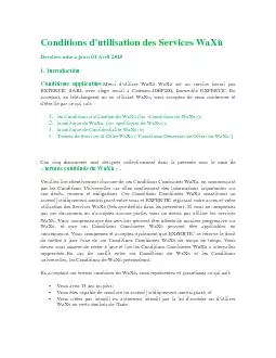 Conditions dutilisation des Services WaX Dernire mise  jour 01 Av