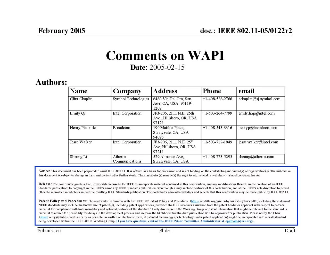 PDF-February 2005DraftSlide 1doc IEEE 80211050122r2