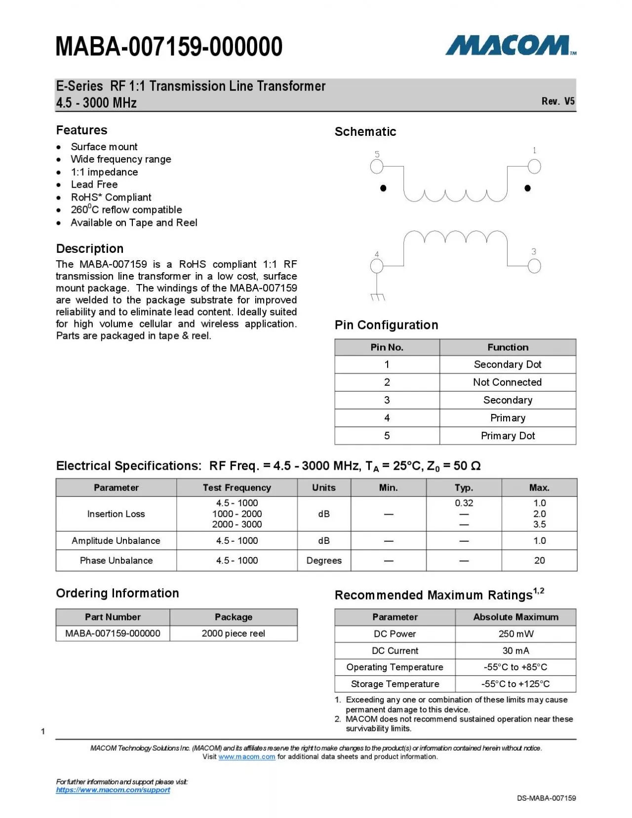 PDF-Series RF 11 Transmission Line Transformer