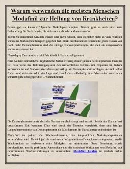 Warum verwenden die meisten Menschen Modafinil zur Heilung von Krankheiten?