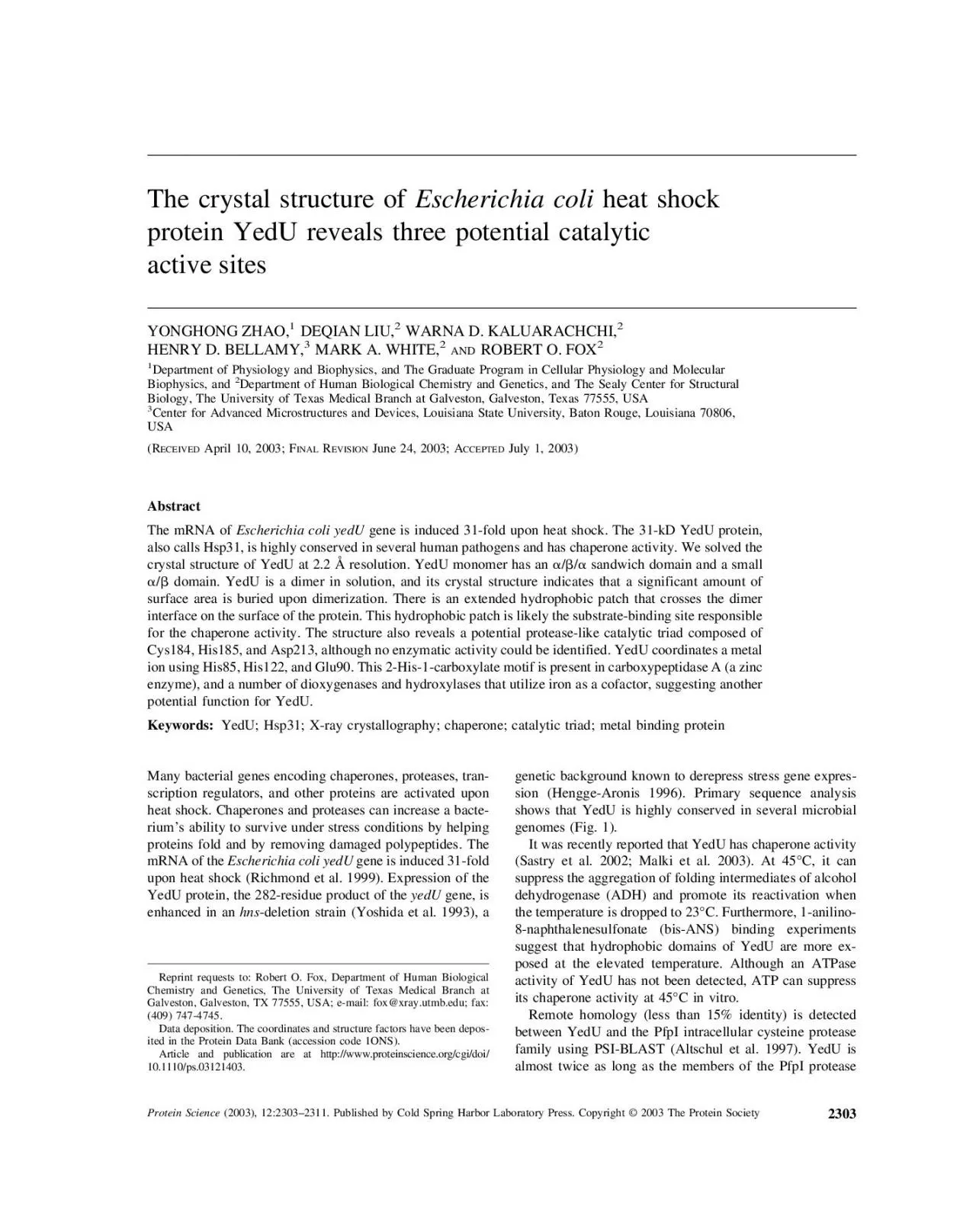 PDF-ThecrystalstructureofEscherichiacoliheatshockproteinYedUrevealsthreepo