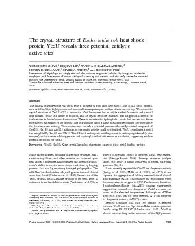 ThecrystalstructureofEscherichiacoliheatshockproteinYedUrevealsthreepo