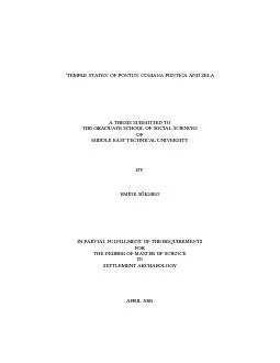 TEMPLE STATES OF PONTUS COMANA PONTICA AND ZELA A THESIS SUBMITTED