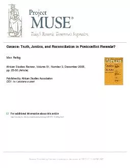 PDF-Gacaca Truth Justice and In institutionalizing gacaca the Rwandan