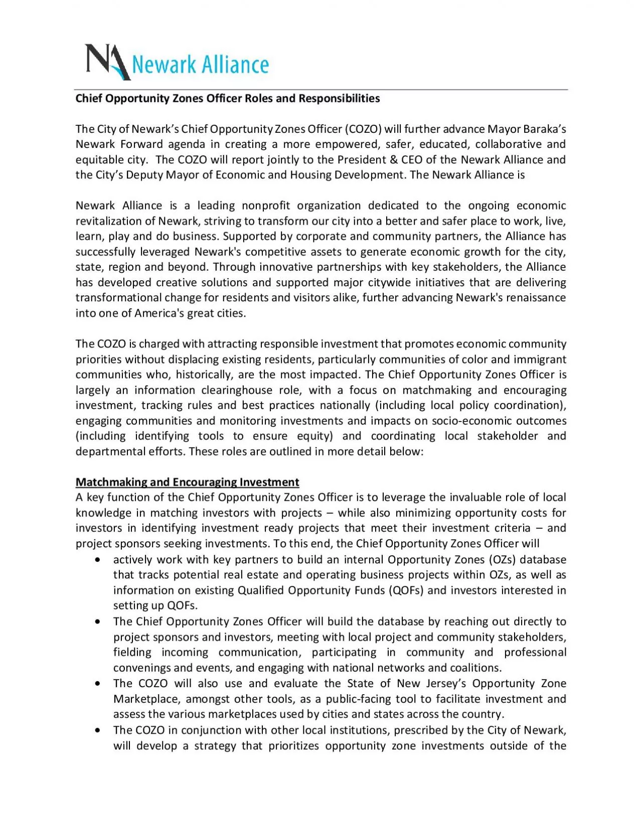 PDF-Chief Opportunity Zones Officer Roles and Responsibilities