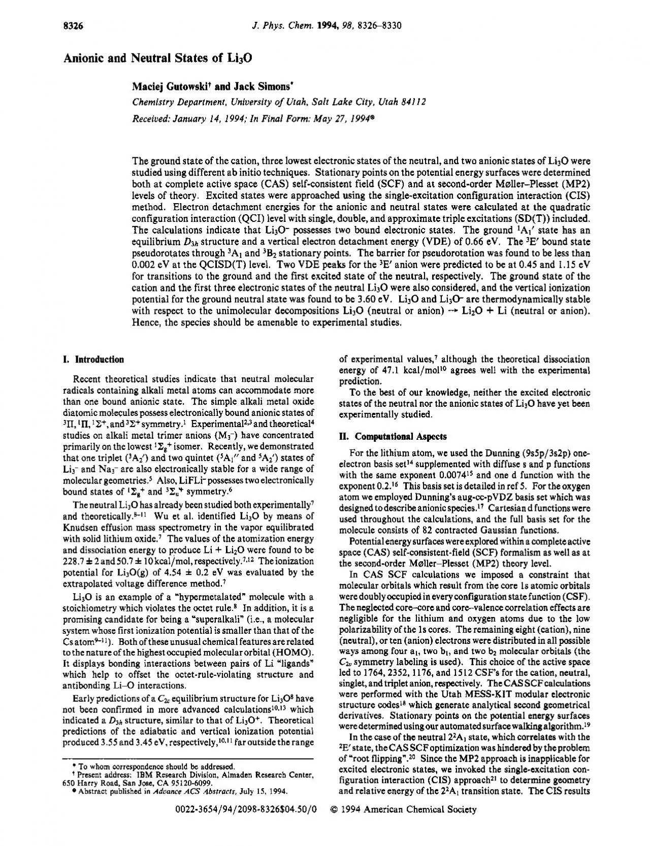 PDF-Anionic and Neutral States of LiJO