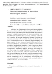 OPENACCESS EPIGRAPHY Electronic Dissemination of Ddig